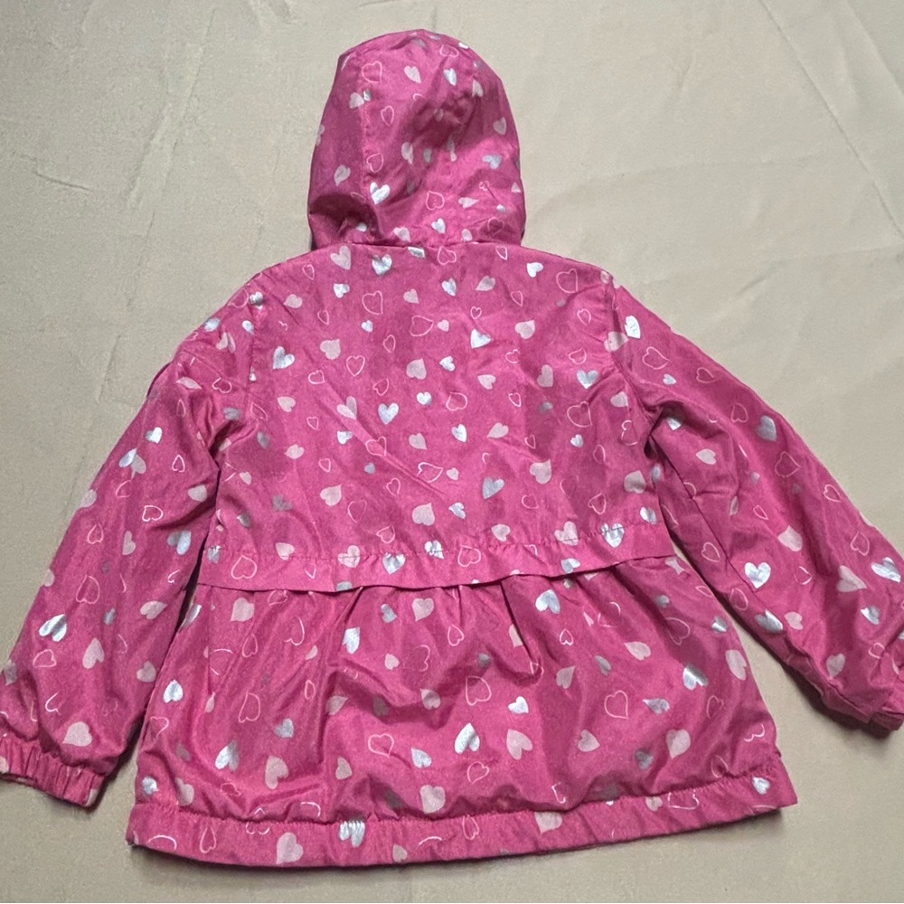 DKNY Pink Kids Raincoat with Heart Pattern - Picture 2 of 16